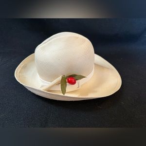 VINTAGE ADOLFO II Cream Straw Hat size 6 7/8. Tags are still attached.